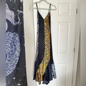 Godet Mixed Print Midi Slipdress - US 4